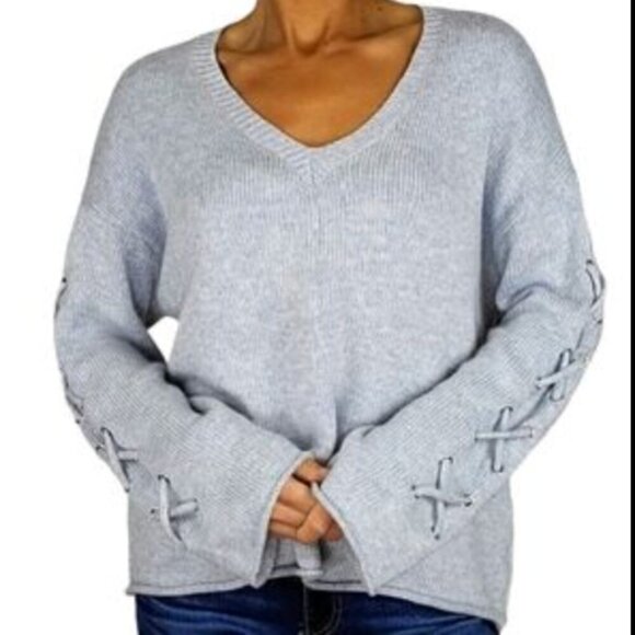 John + Jenn Sweaters - John+Jenn lace up knitted sweater size L